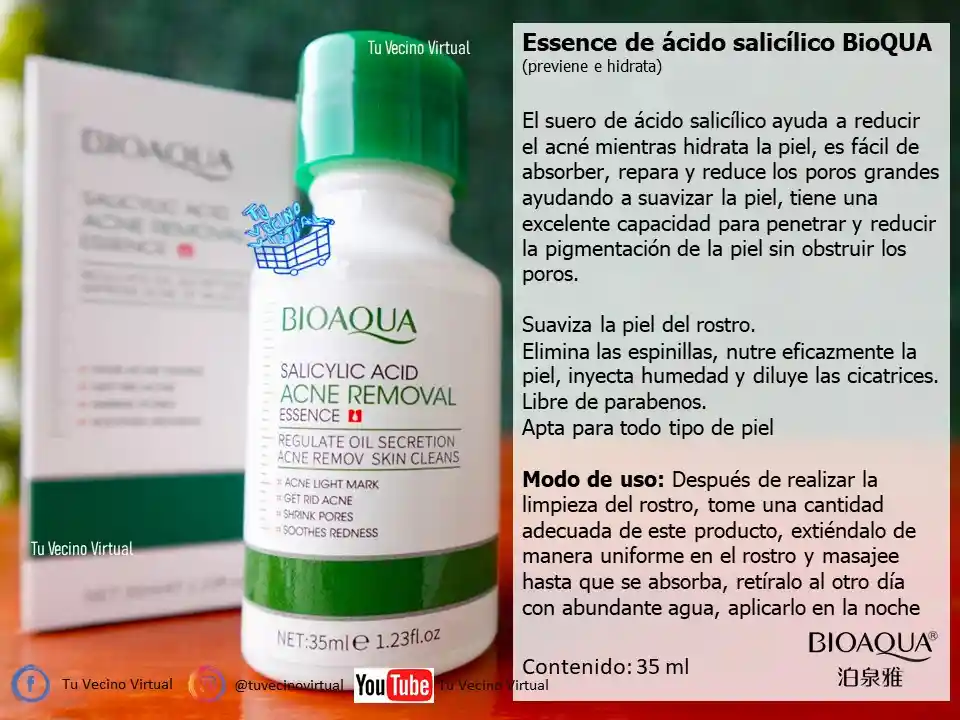 Suero Vitamina C, Acido Hialuronico Y Esencia Acido Salicílico Bioaqua