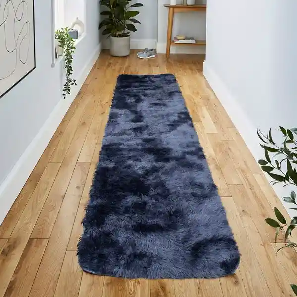 Tapete Alfombra Camino Peludo Antideslizante Gris Matizado 50 X 180cms