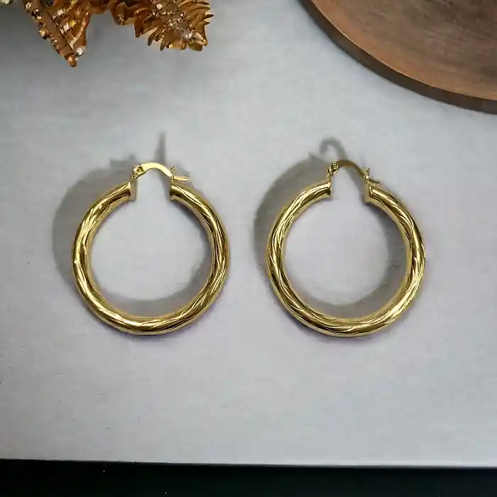 Maxi Aretes Candongas Chunky Para Mujer En Rodio