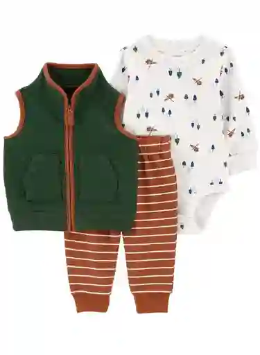 Conjunto 3 Piezas Con Chaleco Arbolitos - Multicolor / 18 Meses