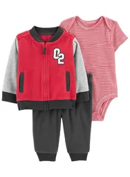 Conjunto Chaqueta Roja Universitaria 3 Piezas - Multicolor / 24 Meses