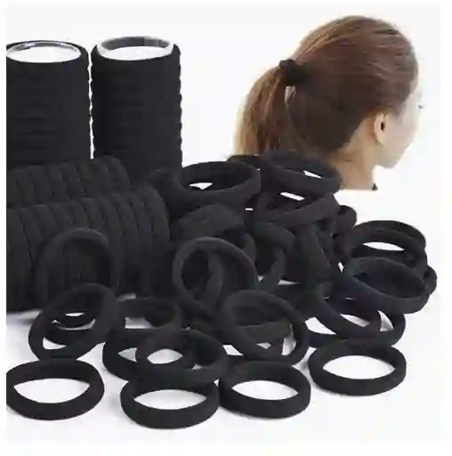 Colitas Moñas Caucho Elásticas Negras X 200 Unidades