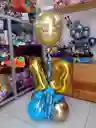 Detalle Arreglo Para Mesa Con Globos Y Número Feliz Cumpleaños