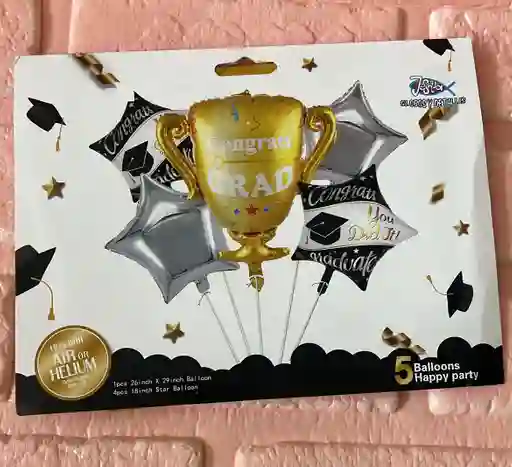 Bouquet Grado Copa X5 Piezas Globos