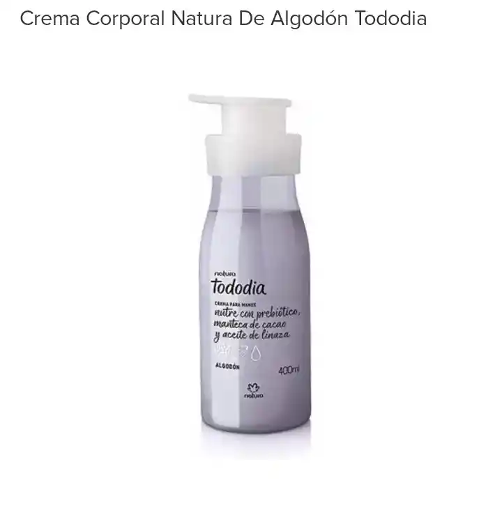 Natura - Crema Nutritiva Para El Cuerpo - Algodón - 400 Ml