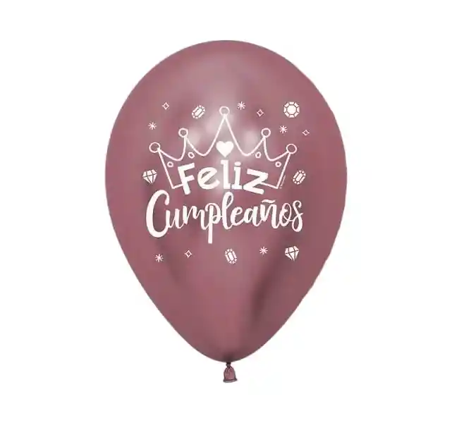 Disponible Globos R12 Reflex Corona Feliz Cumpleaños X 10. Sempertex