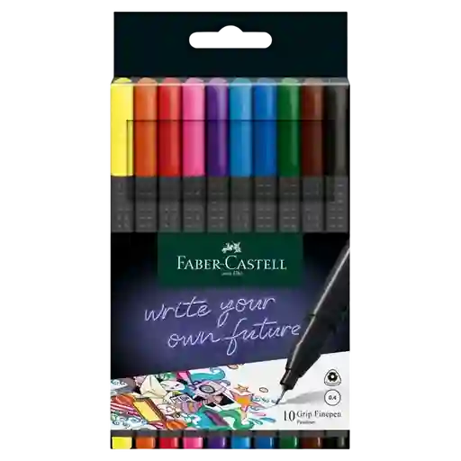 Rotuladores Faber Castell Grip Finepen 0.4 Colores Surtidos Caja X 10