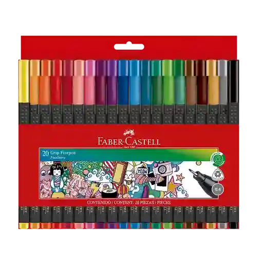 Rotuladores Faber Castell Grip Finepen 0.4 Colores Surtidos Caja X 20