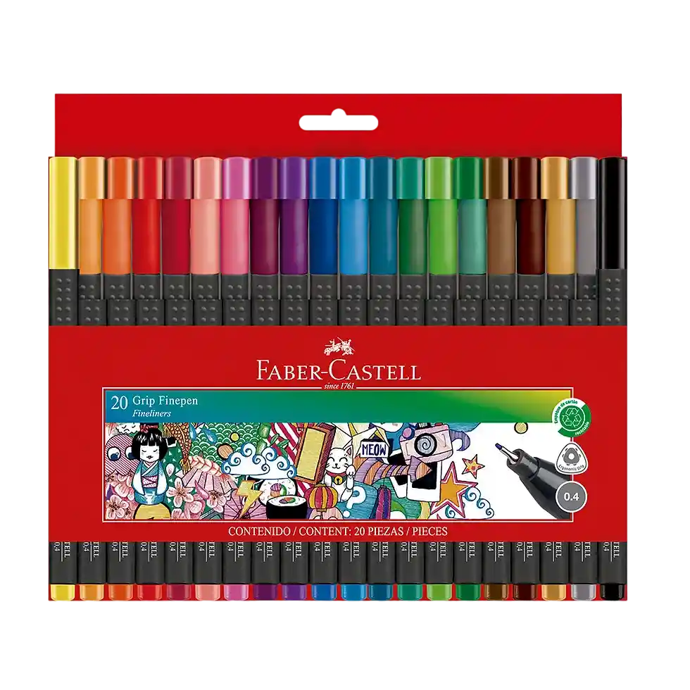 Rotuladores Faber Castell Grip Finepen 0.4 Colores Surtidos Caja X 20