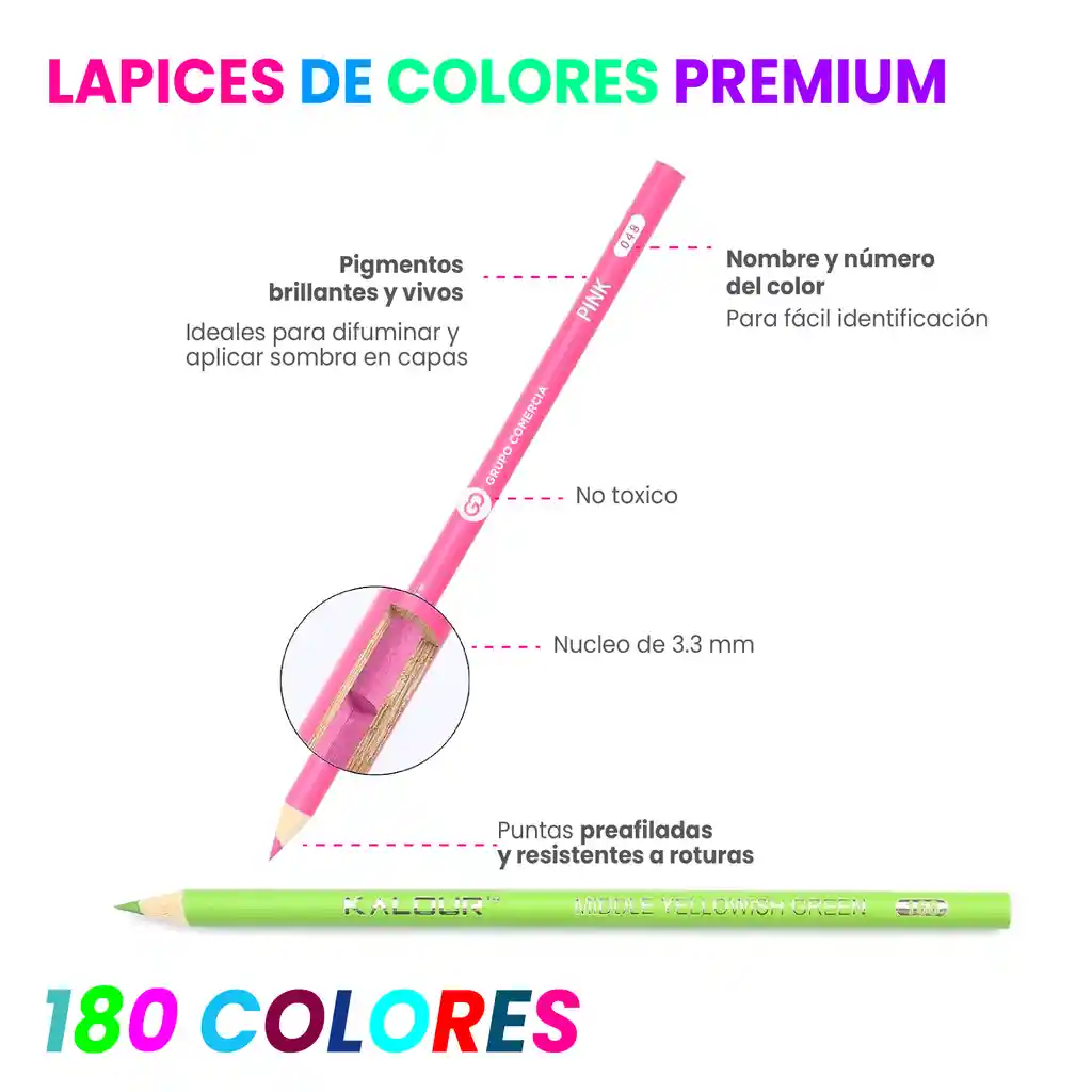 Kit De Lápices Colores Premium 180 Tonos Cromáticos Estuche