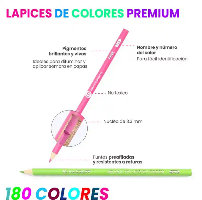 Kit De Lápices Colores Premium 180 Tonos Cromáticos Estuche