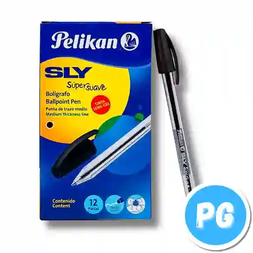 Caja De Esfero Pelikan Sly X12 Unidades Negro De Tapa