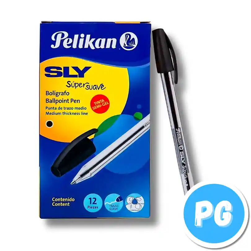 Caja De Esfero Pelikan Sly X12 Unidades Negro De Tapa