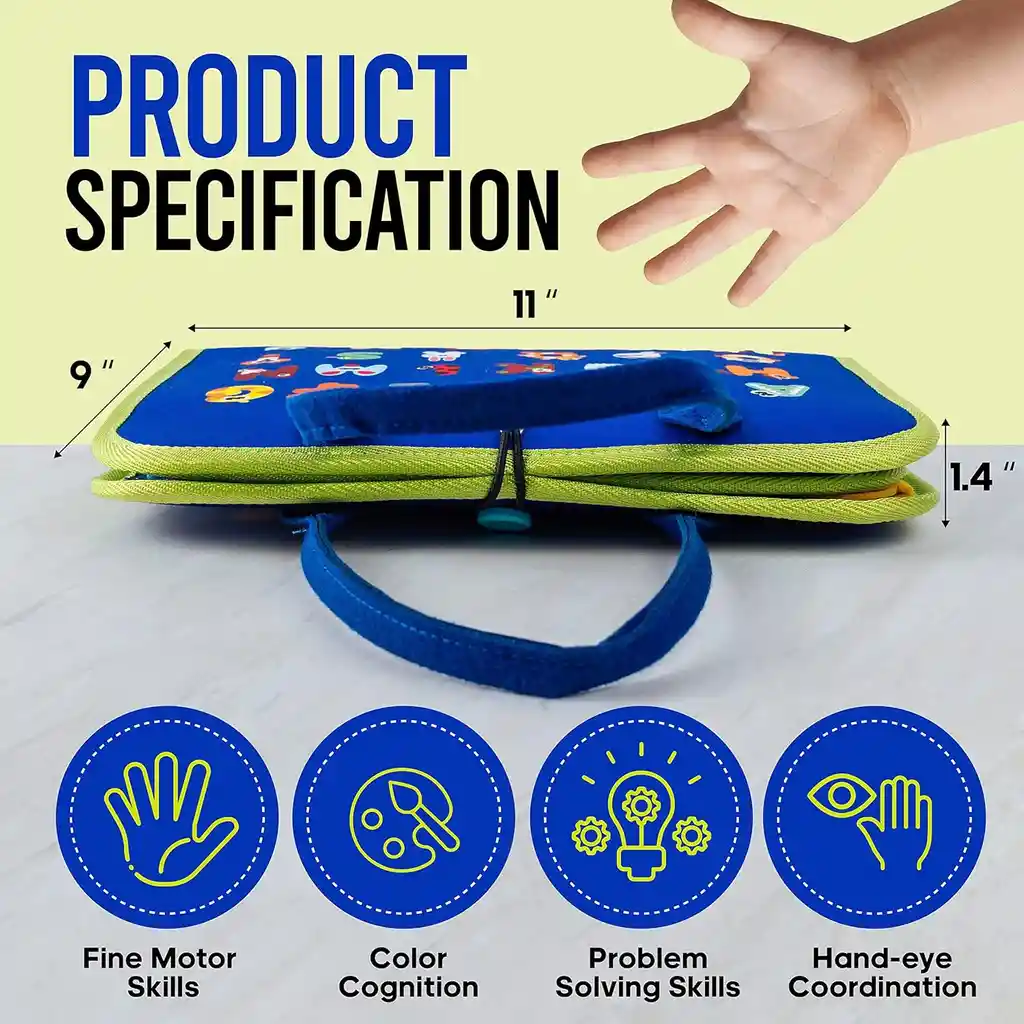 Libro Montessori Juguetes Sensoriales Y Educativos, Tablero De Habilidades Básicas Para Niños Y Niñas