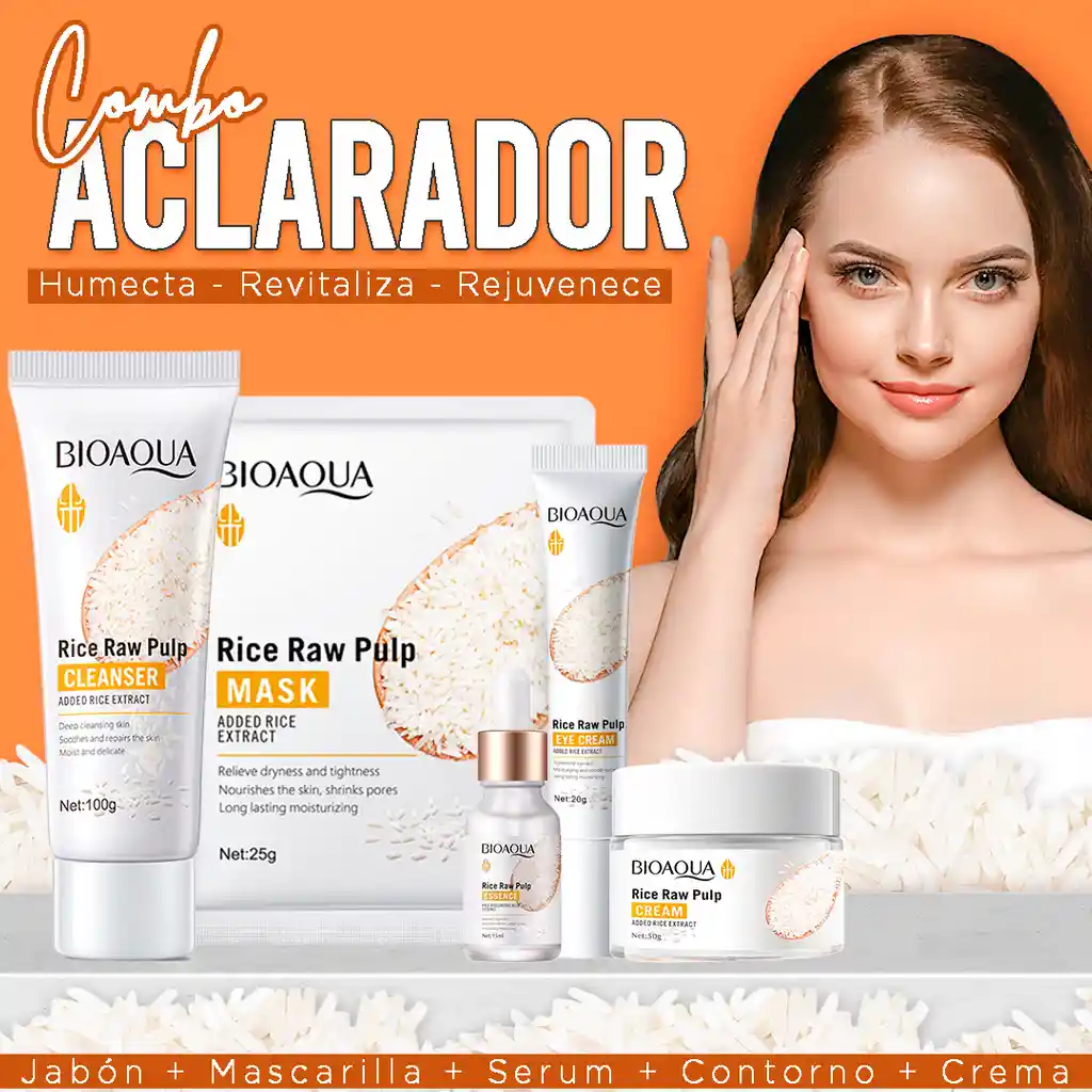 Combo De Arroz X 5 Productos Aclarante Rejuvenecedor