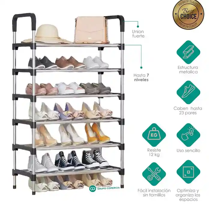 Organizador Zapatero Metálico 6 Niveles Shoe Rack Color Negro