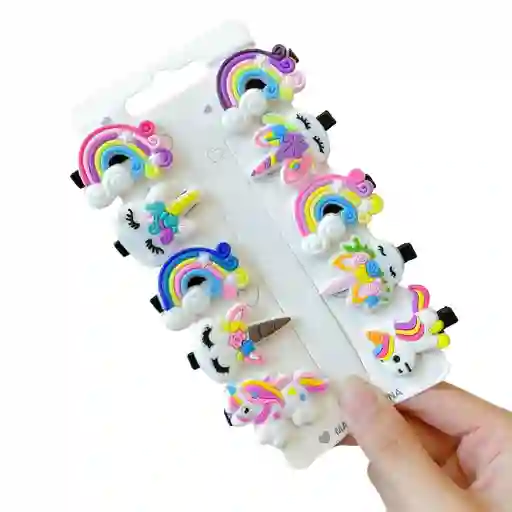 Ganchos Pinzas Sujetadores Accesorios Arcoiris Bebe Niñas X10