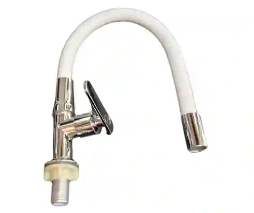 Llave Lavaplatos Monocontrol Flexible Encauchetada Blanca Unitec