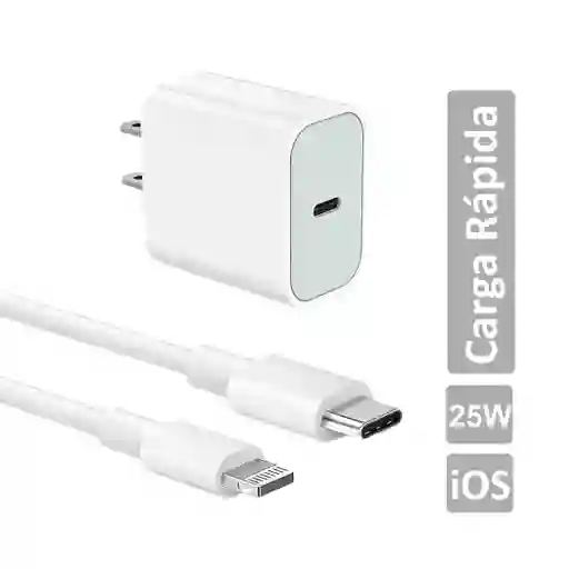 Cargador Iphone 25w + Cable Carga Rápida Tipo C A Lightning Genérico