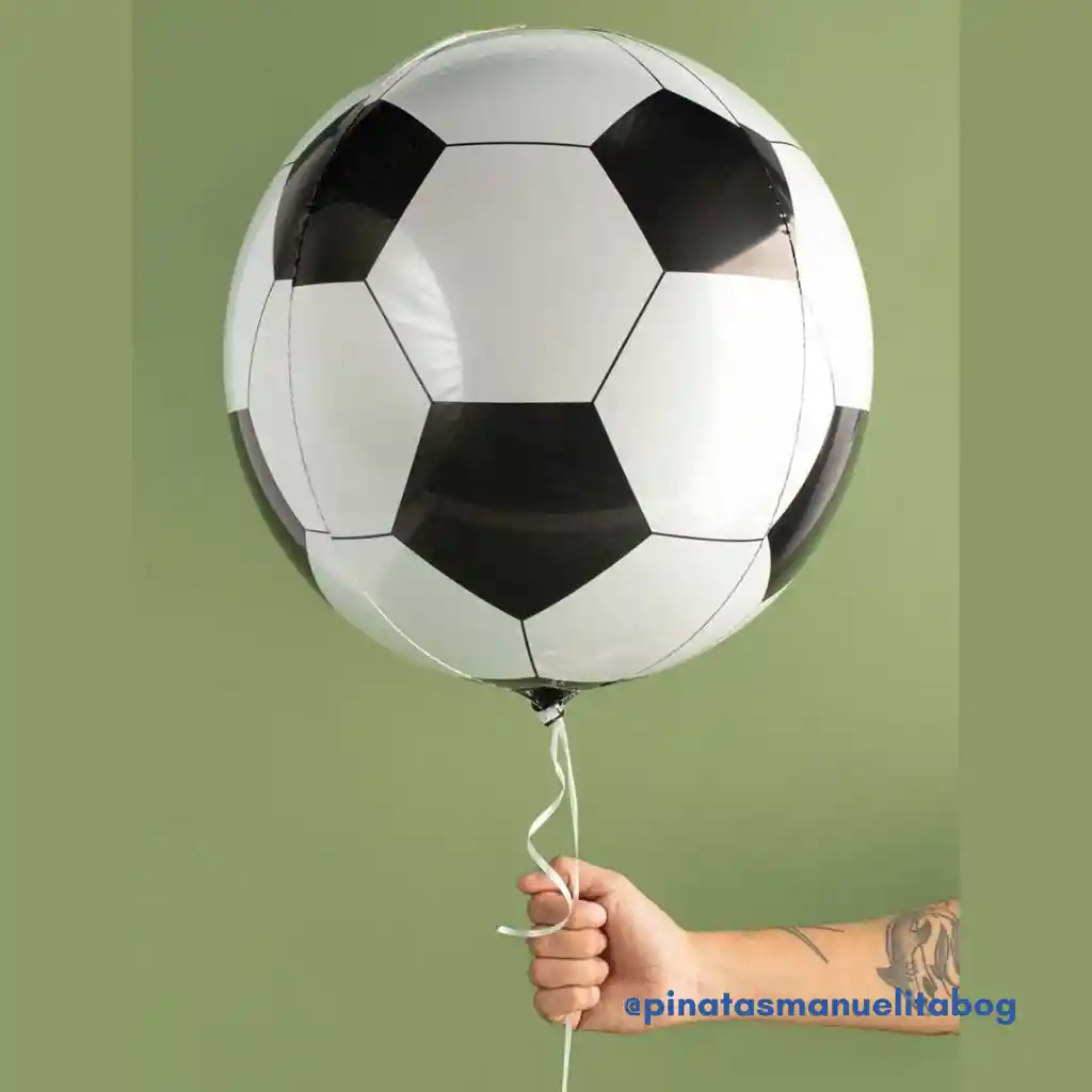 Globo Metalizado Futbol 3d Inflado Con Helio