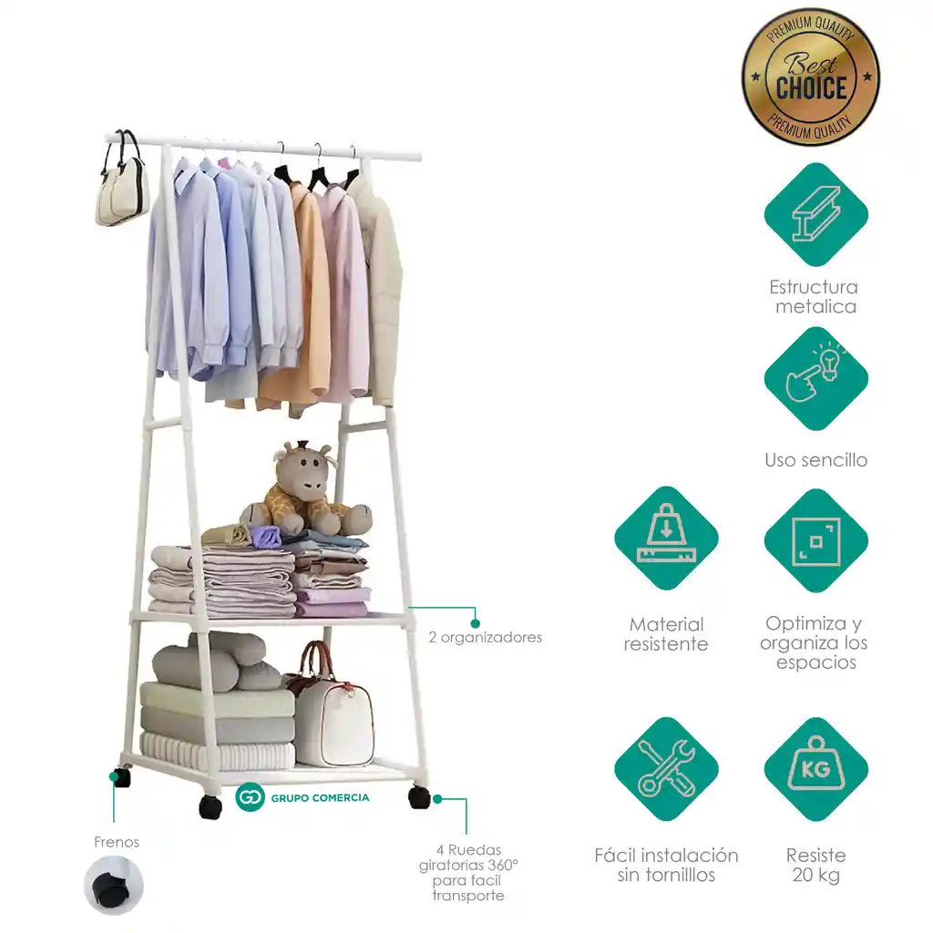 Organizador De Ropa Perchero Closet Armable Coat Rack