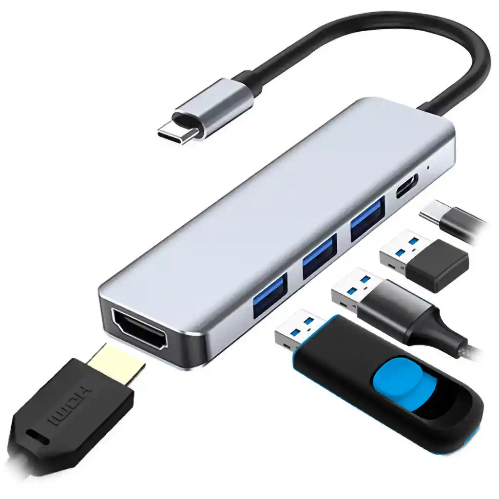 Adaptador Hub Usb C A Hdmi 4k + Usb X3 + Usb C Unitec