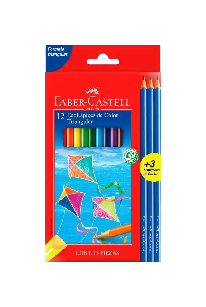 Colores Faber Castell Ecolapices Triangular X 12 + 3 De Grafito