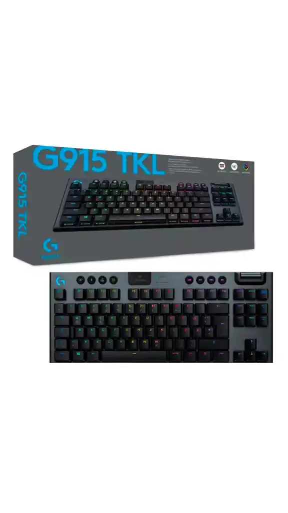 Logitech Gamer Teclado Mecanico G915 Tkl Inalámbrico Negro Rgb