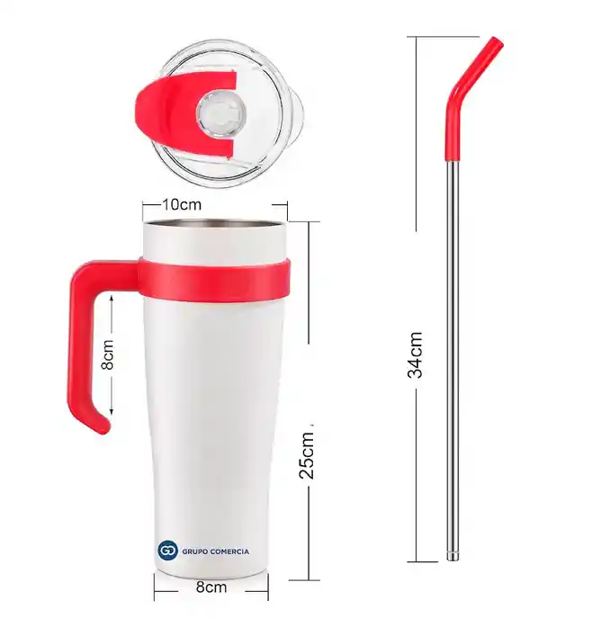 Vaso Termo Stan 1.2 Acero Inoxidable Pitillo Térmico Blanco