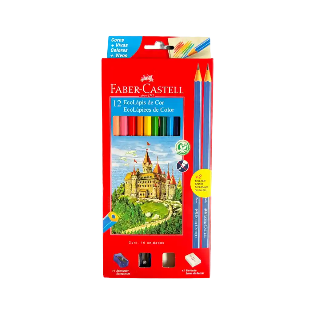 Colores Faber Castell Ecolápices X 12 +2 Ecolápices De Grafito