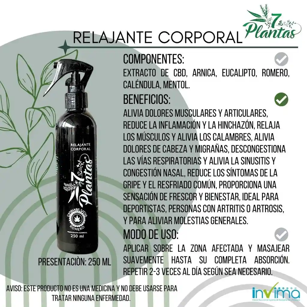 7 Plantas Relajante Corporal Spray 250 Ml