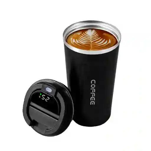 Vaso De Café Mug Térmico Acero Inoxidable Pantalla Led Negro