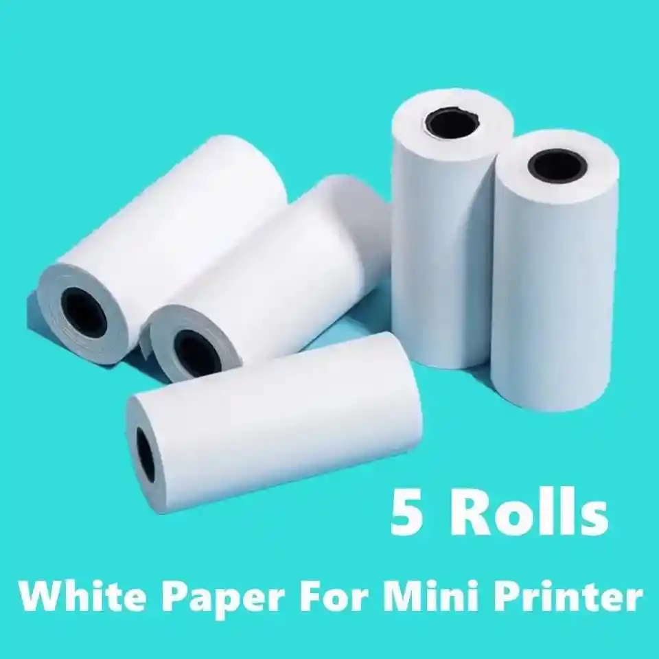 5 Rollos De Papel Termico Para Mini Impresora