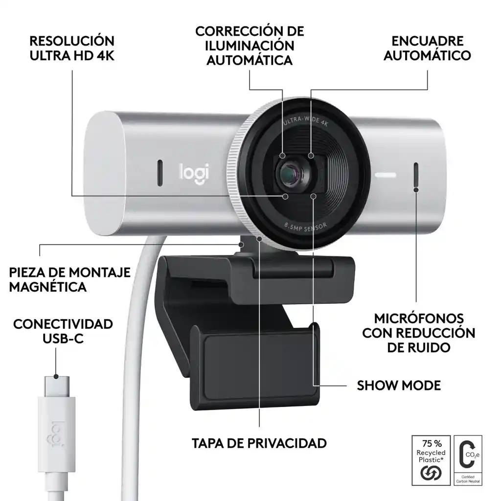 Cámara Web 4k Premium Ai / Logitech Mx Brio 705 For Business