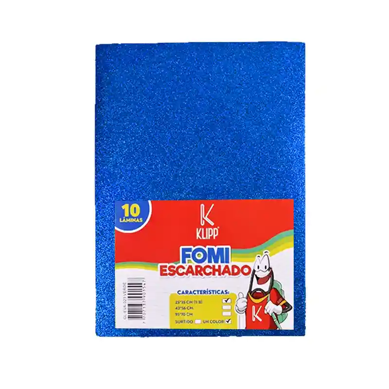 Foamy Escarchado En 1/8 Color Azul 10 Unidades