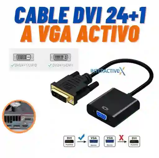 Dvi A Vga Activo/ Cable Dvi 24+1 A Vga /adaptador Dvi A Vga / Dvi-d