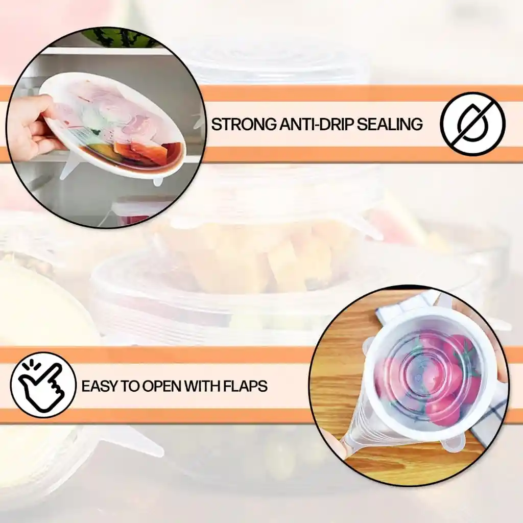 Tapas Elásticas De Silicona Reutilizables Para Recipientes