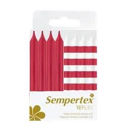 Velas Metalizadas Roja Con Blanco X8