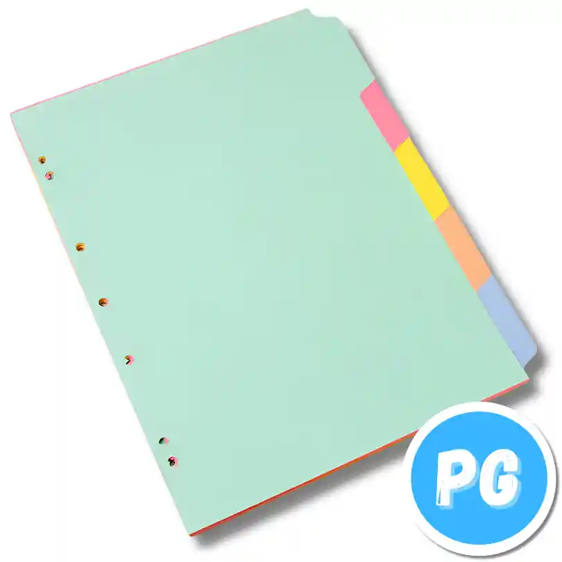 Paquete De Separadores Para Carpeta O Folder En Cartulina Tonos Pastel X5 Unds Tamaño Oficio