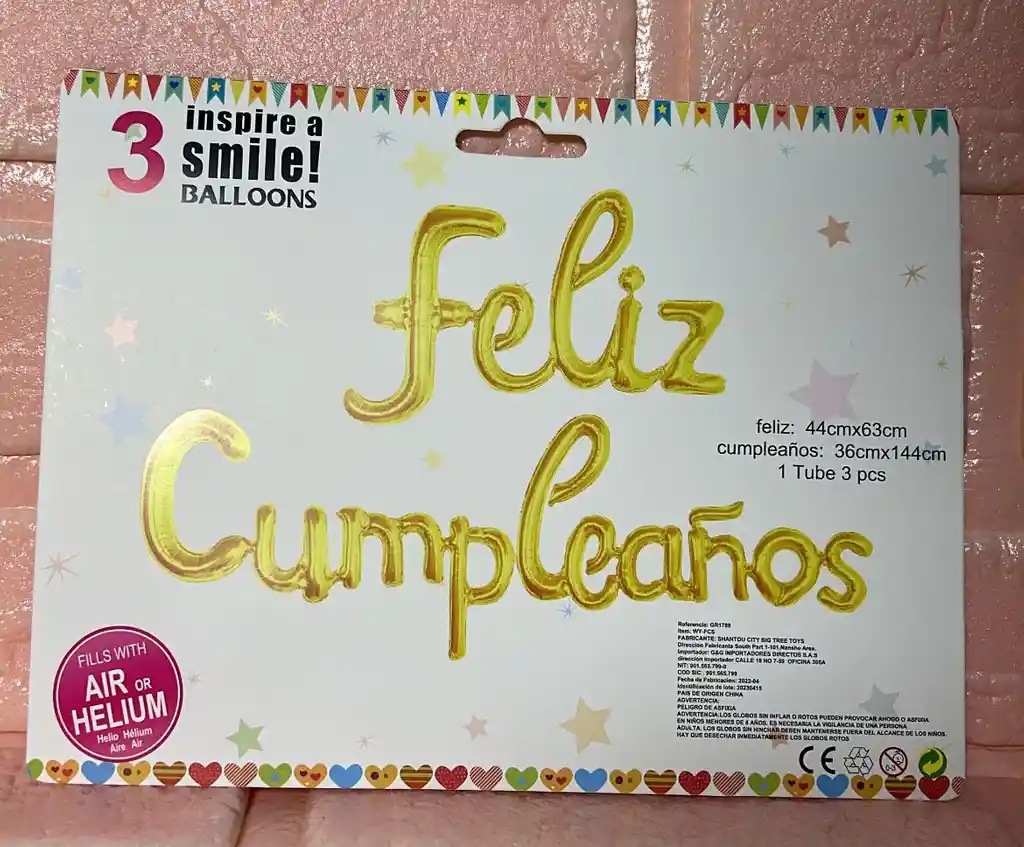 Letrero Feliz Cumpleaños Dorado Inflable Letra Cursiva Medidas Feliz 44 Cm X 63 Cm Cumpleaños 36cm X 144cm