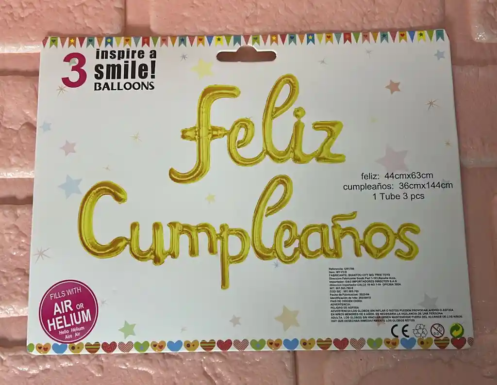 Letrero Feliz Cumpleaños Dorado Inflable Letra Cursiva Medidas Feliz 44 Cm X 63 Cm Cumpleaños 36cm X 144cm