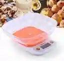 Bascula, Gramera Digital Con Tazon Cocina 1g / 7kg, (color Naranja)