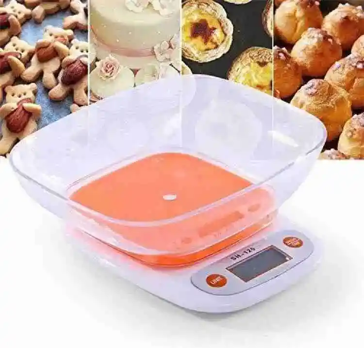 Bascula, Gramera Digital Con Tazon Cocina 1g / 7kg, (color Naranja)