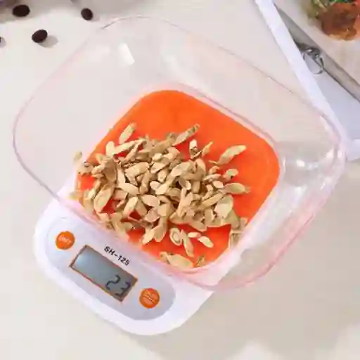 Bascula, Gramera Digital Con Tazon Cocina 1g / 7kg, (color Naranja)