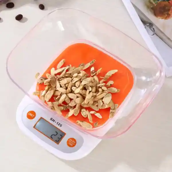 Bascula, Gramera Digital Con Tazon Cocina 1g / 7kg, (color Naranja)