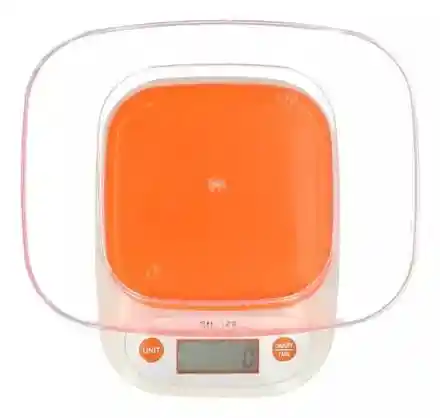 Bascula, Gramera Digital Con Tazon Cocina 1g / 7kg, (color Naranja)