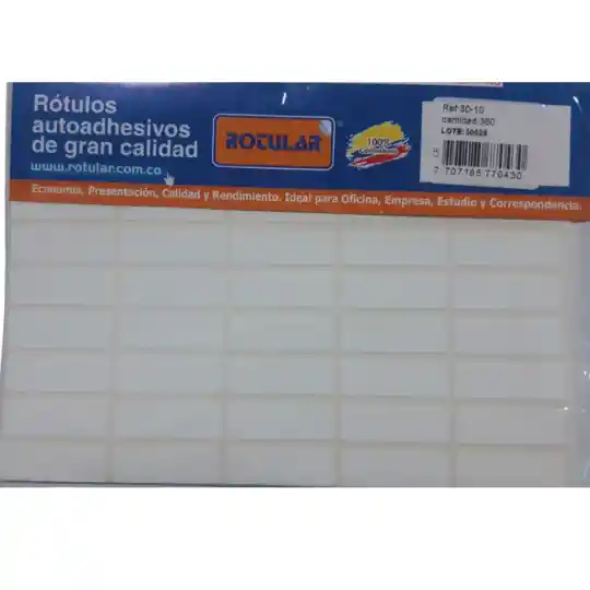 Rotulo Adhesivo 30-10 Rectangular Blanco