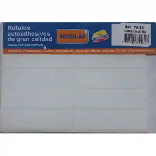 Rotulo Adhesivo 75-20 Rectangular Blanco