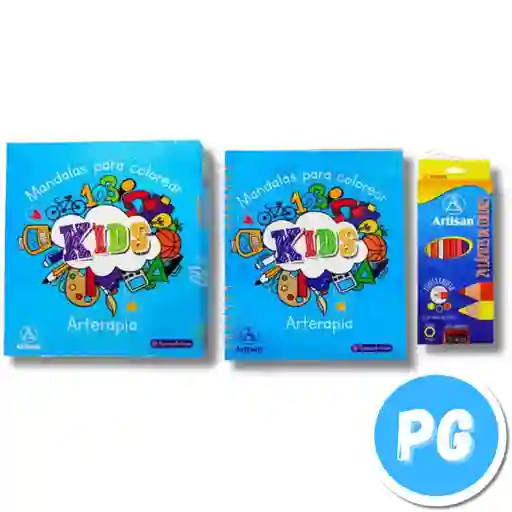 Caja De Mandalas Para Colorear Artisan Kids Arte Terapia (caja Colores Artisan Ecológicos X24 Unds, Libro 50 Hojas)