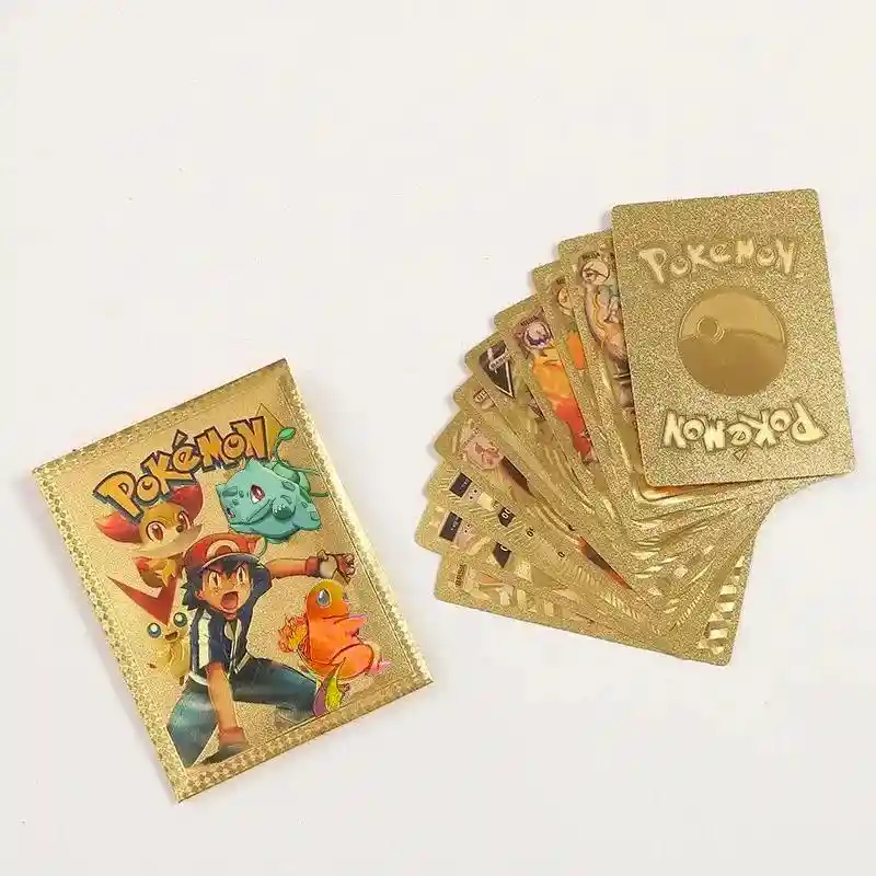 Colección De Cartas De Pokémon Para Niños, Caja De 6 Sobres De 10 Cartas, Oro.